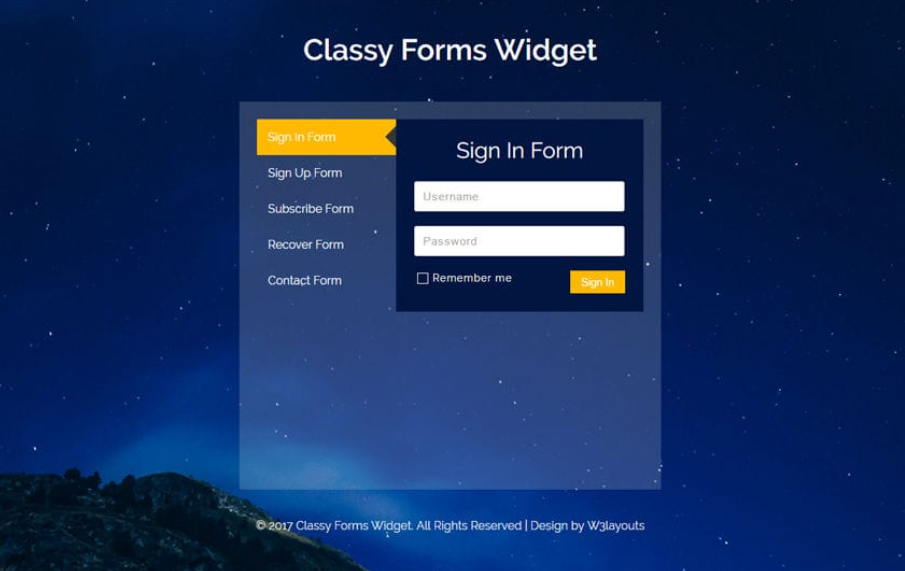 Classy Forms Widget