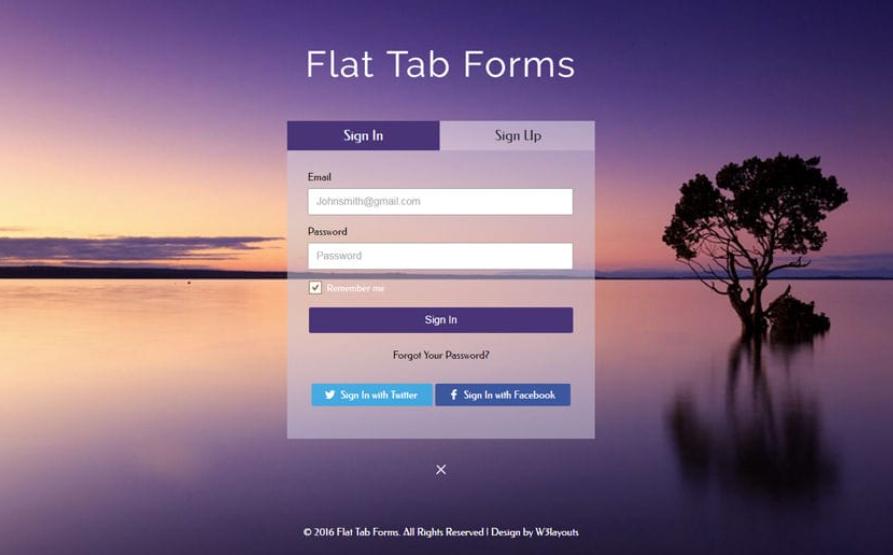 Widget for Flat Tab Forms Template for a Flat Responsive Widget