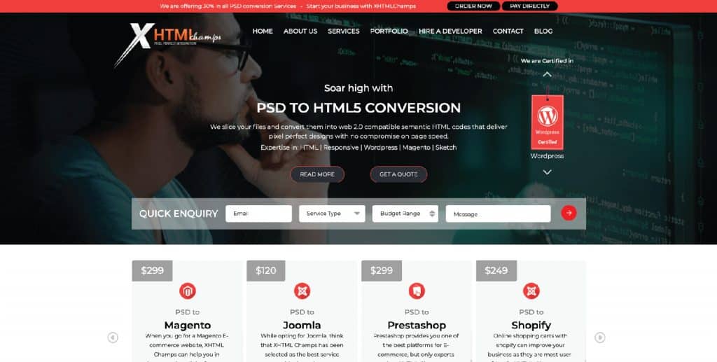 PSD to WordPress Company - XHTML Champs